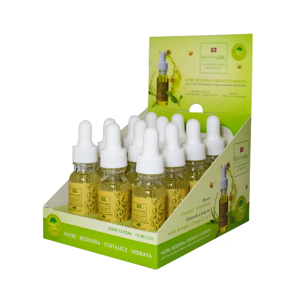 Display Revitanoil con Aceite de Argán y Vitamina E – 12 frascos de 15 ml
